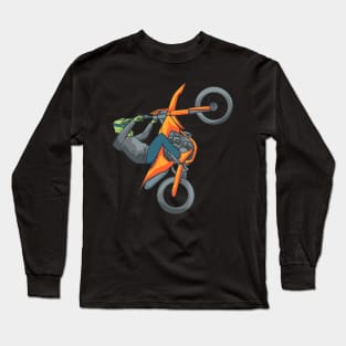 Motorcycle Popping A Wheelie Motorbike Biker Bike Long Sleeve T-Shirt